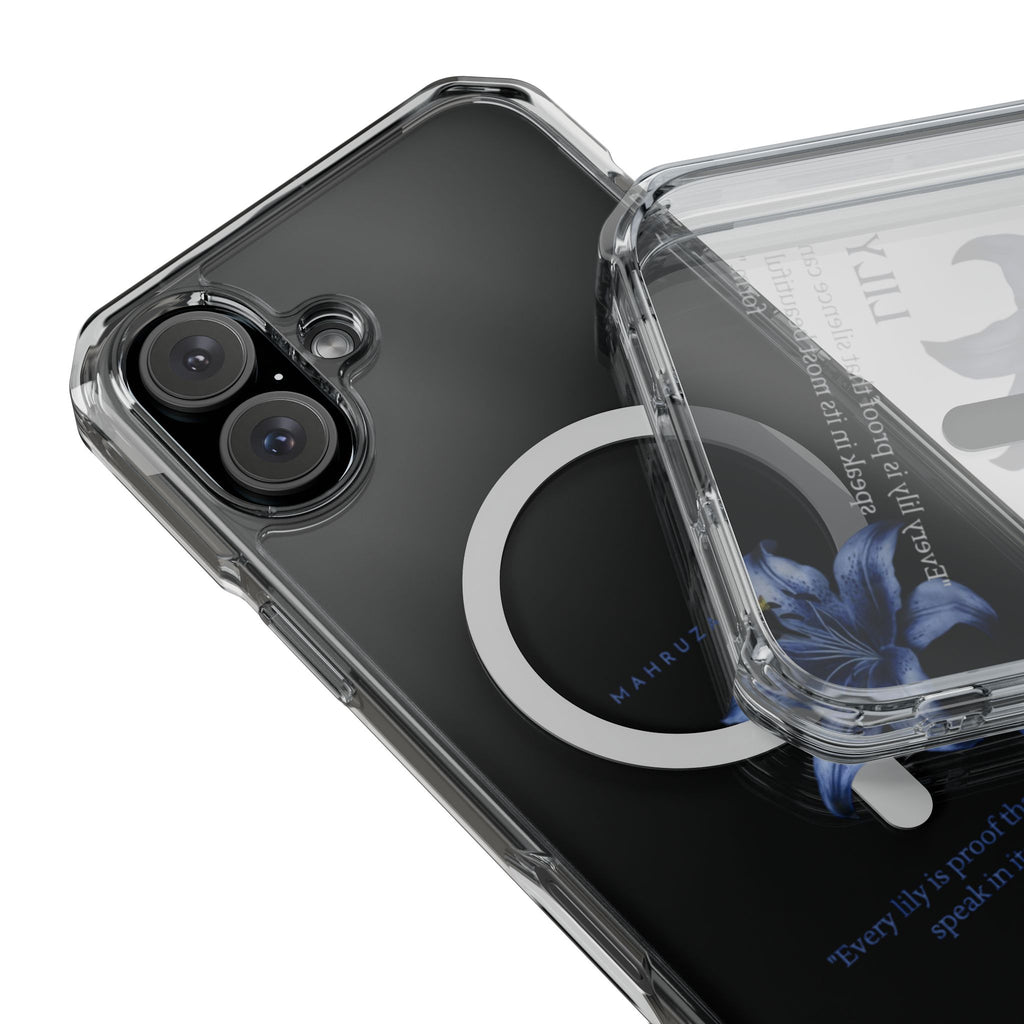 Clear Magnetic Phone Case — Blue Lily Design