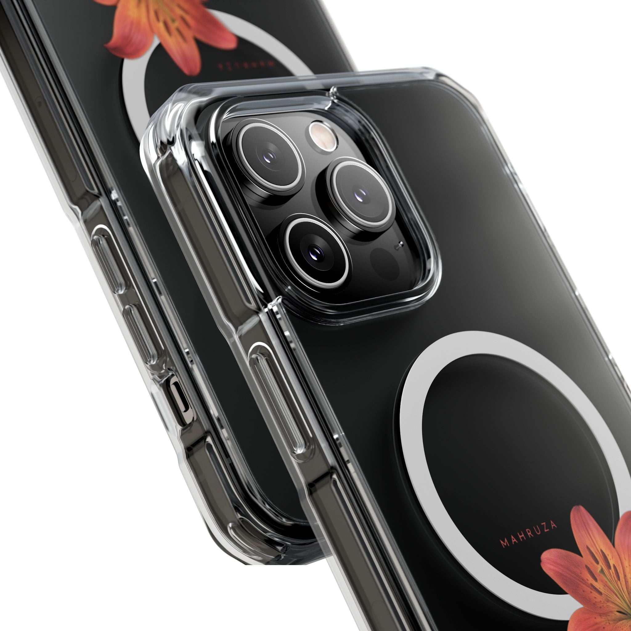 Clear Magnetic Phone Case — Lily Floral MagSafe-Compatible Design