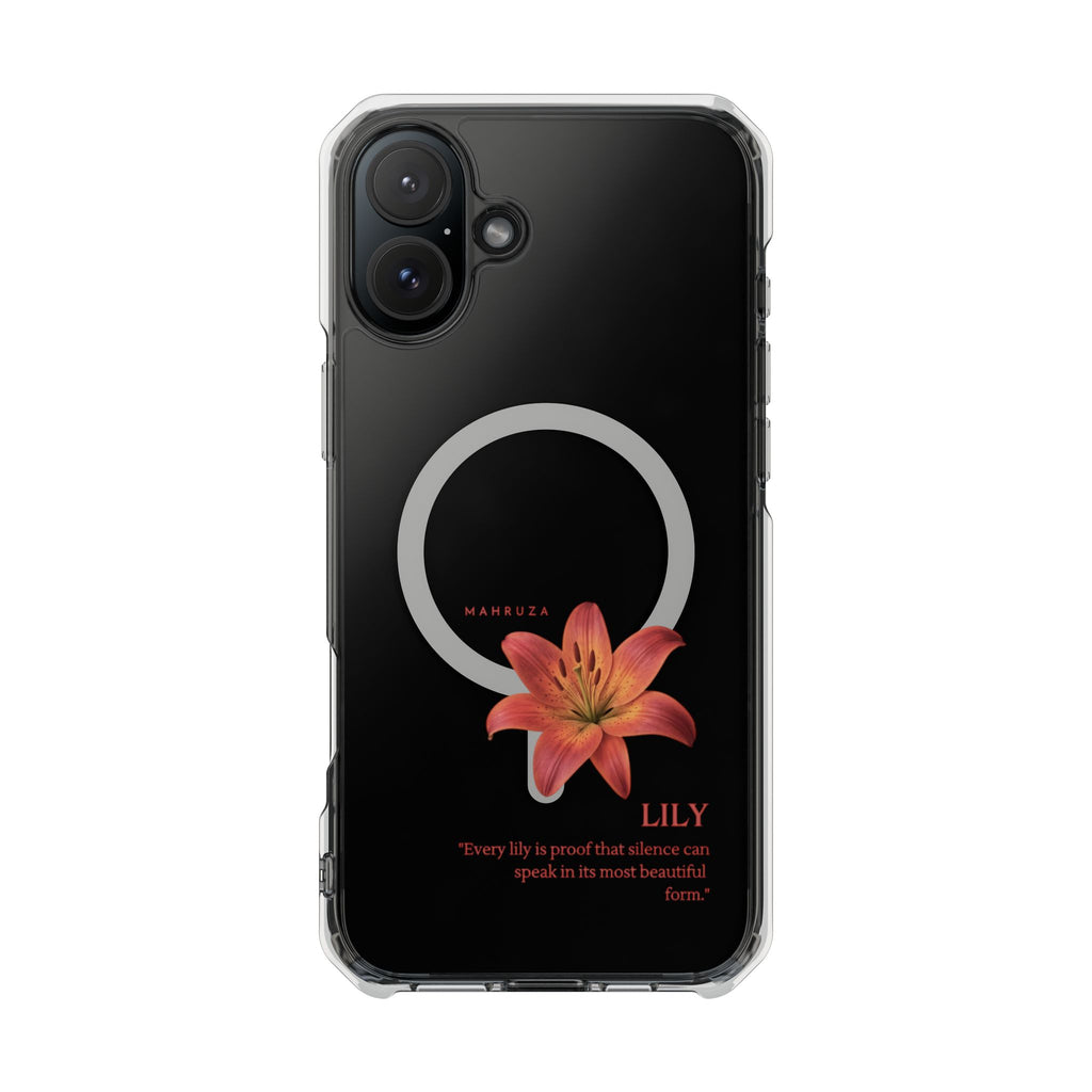 Clear Magnetic Phone Case — Lily Floral MagSafe-Compatible Design