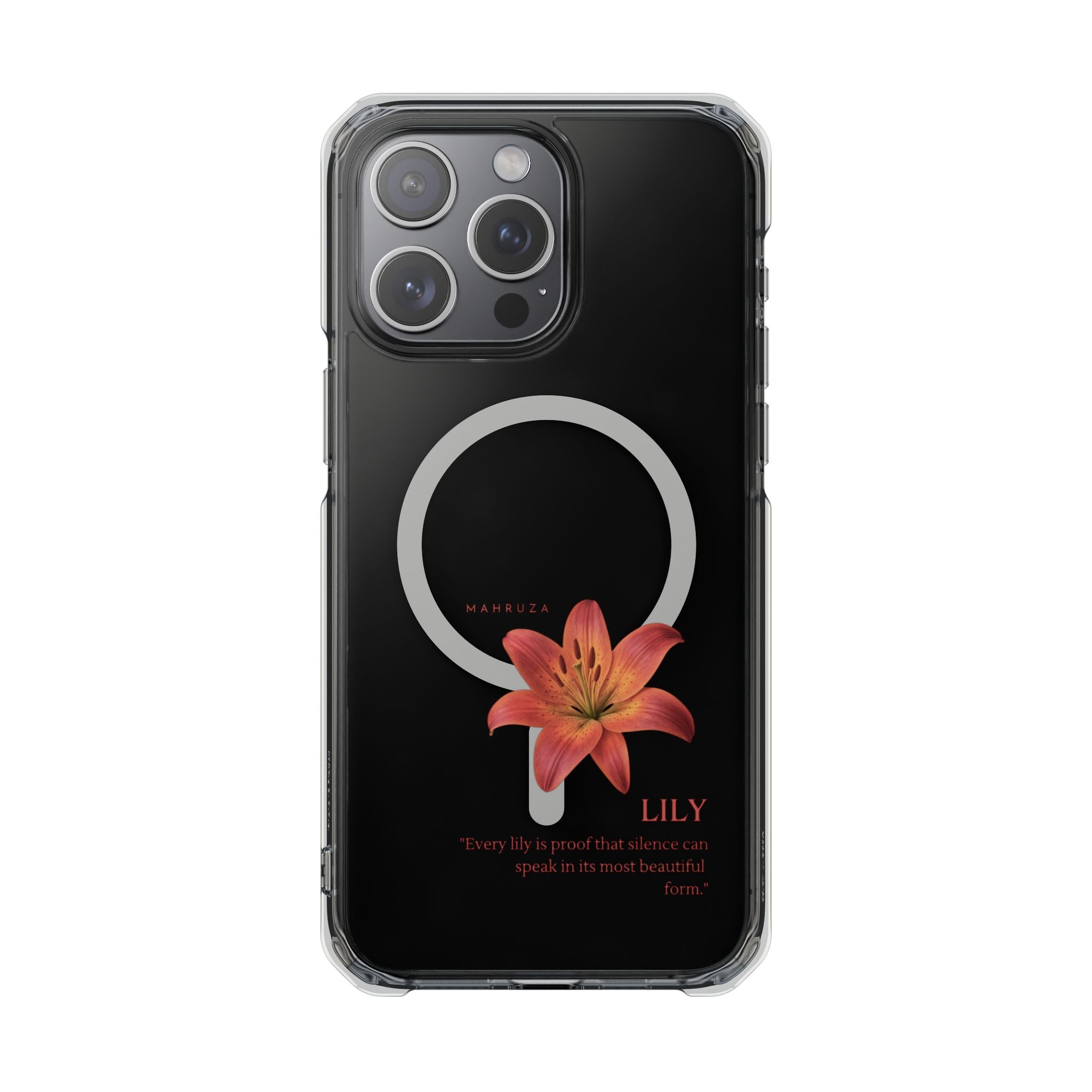 Clear Magnetic Phone Case — Lily Floral MagSafe-Compatible Design