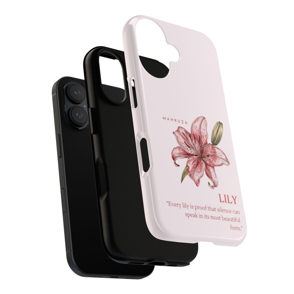 Lily Floral Tough Phone Case — Pink Botanical Quote Protective Cover