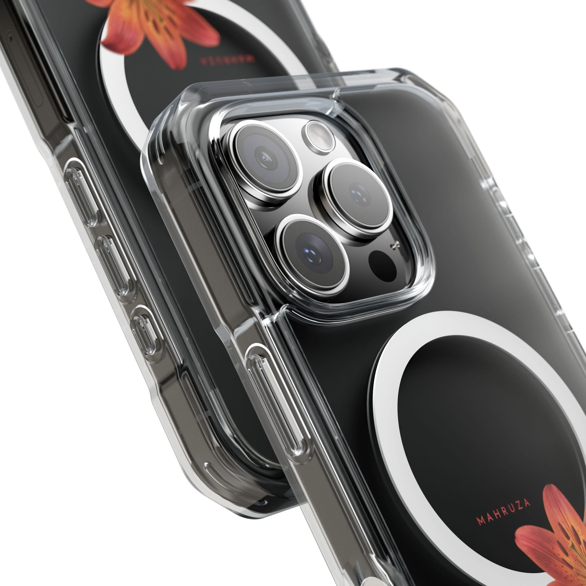 Clear Magnetic Phone Case — Lily Floral MagSafe-Compatible Design
