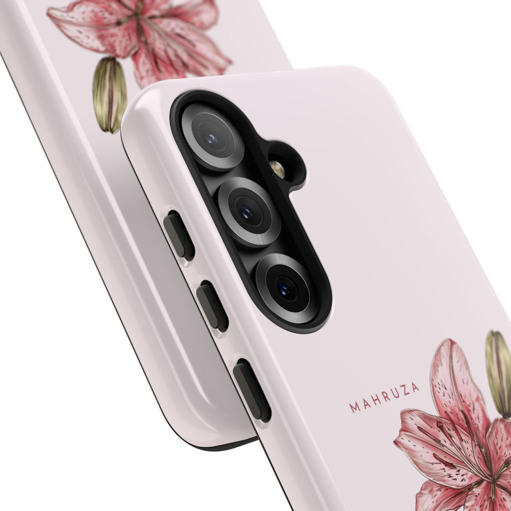 Lily Floral Tough Phone Case — Pink Botanical Quote Protective Cover
