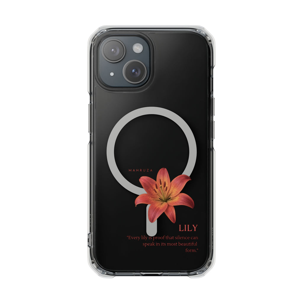 Clear Magnetic Phone Case — Lily Floral MagSafe-Compatible Design