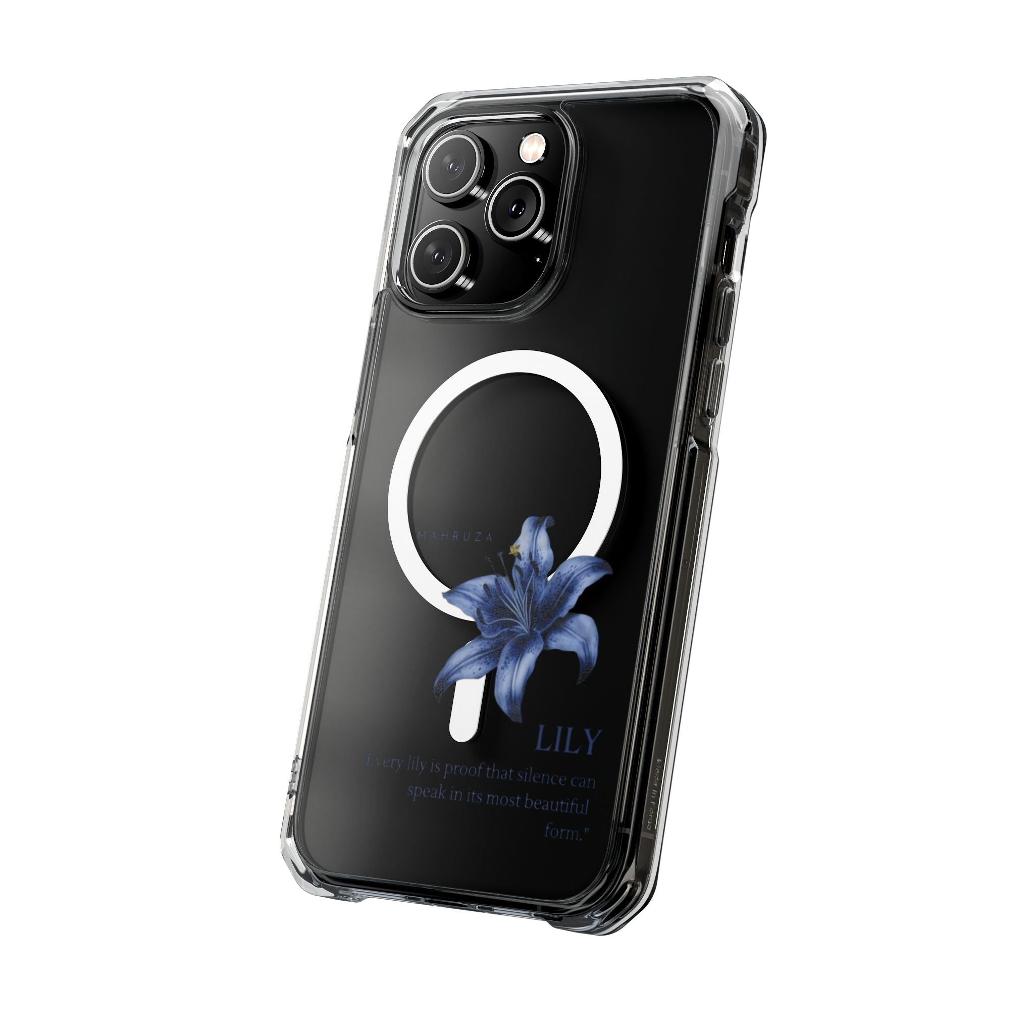 Clear Magnetic Phone Case — Blue Lily Design