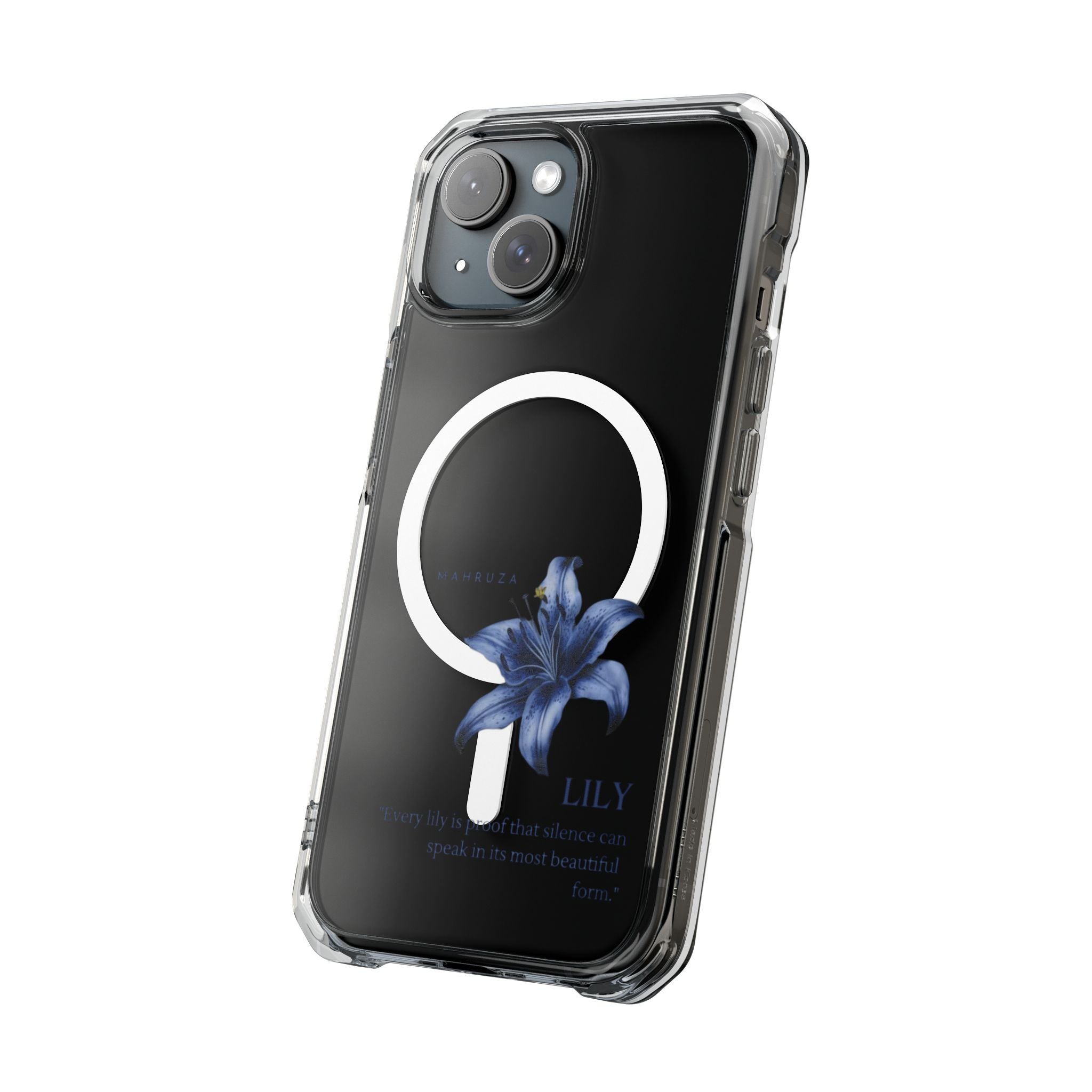 Clear Magnetic Phone Case — Blue Lily Design