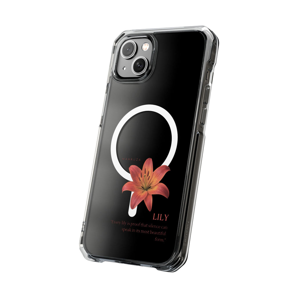 Clear Magnetic Phone Case — Lily Floral MagSafe-Compatible Design