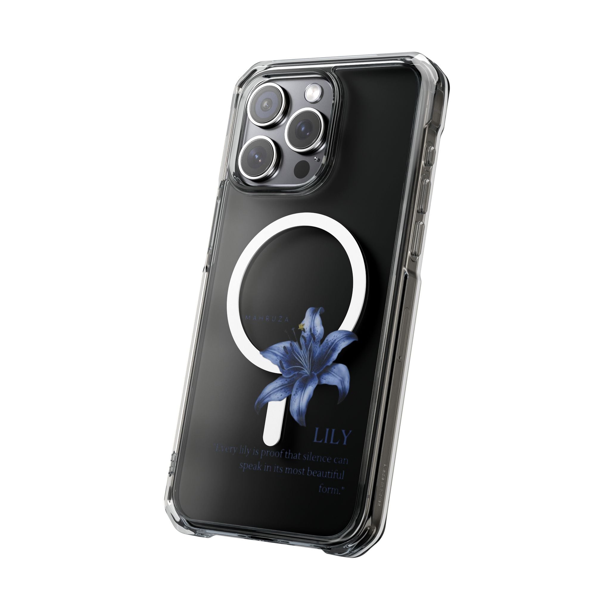 Clear Magnetic Phone Case — Blue Lily Design