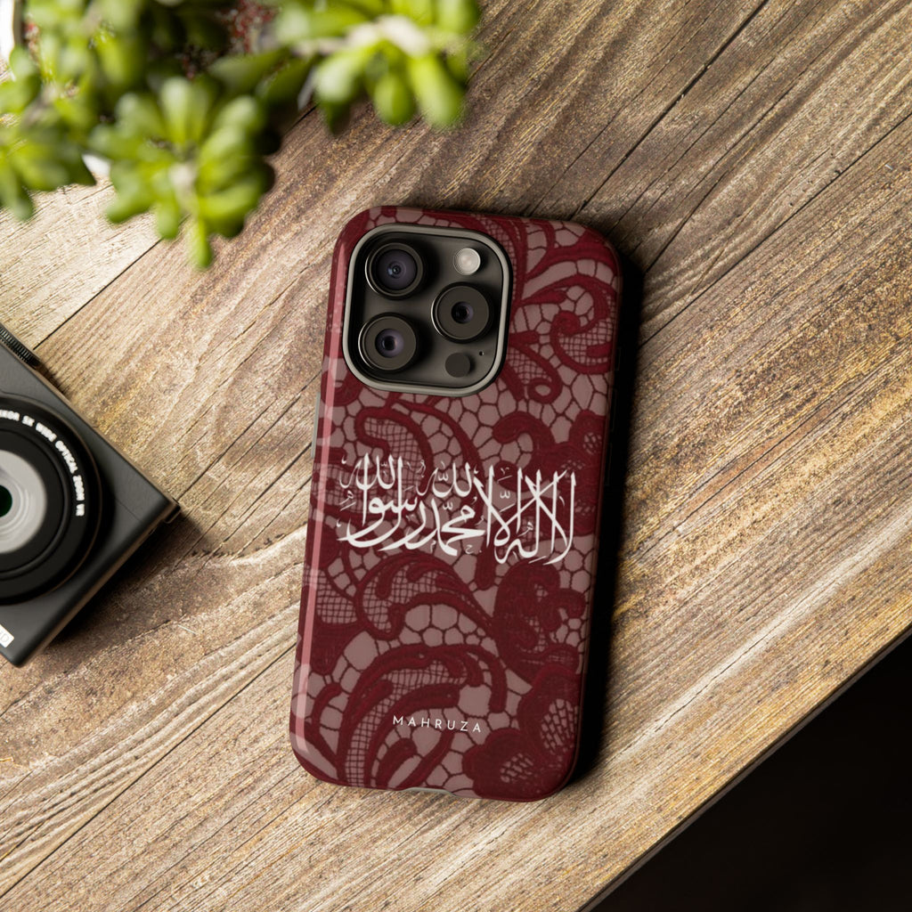 Islamic Script Lace Phone Case — Shahada Calligraphy Protective Tough Case