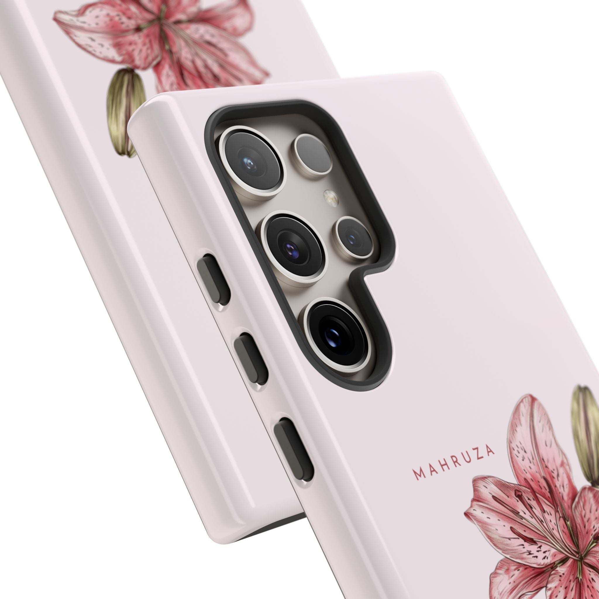 Lily Floral Tough Phone Case — Pink Botanical Quote Protective Cover