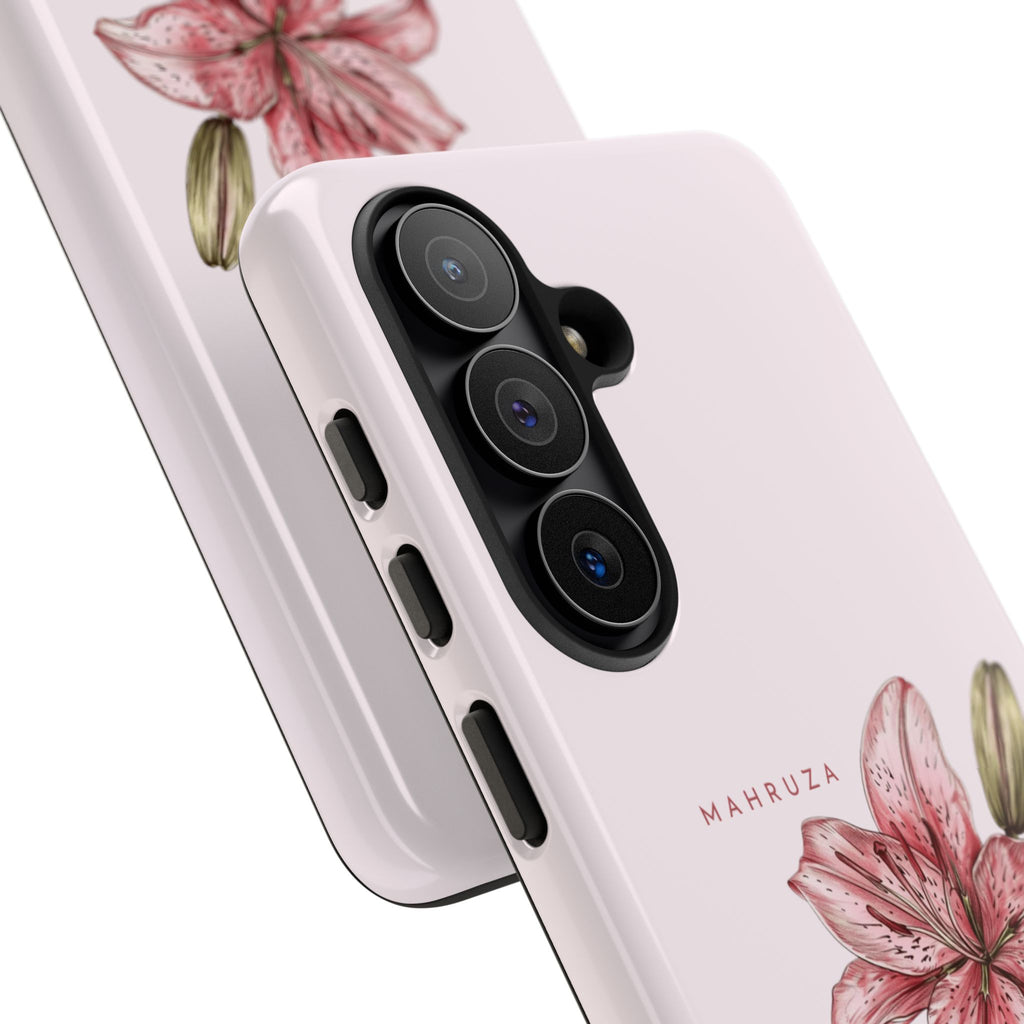 Lily Floral Tough Phone Case — Pink Botanical Quote Protective Cover
