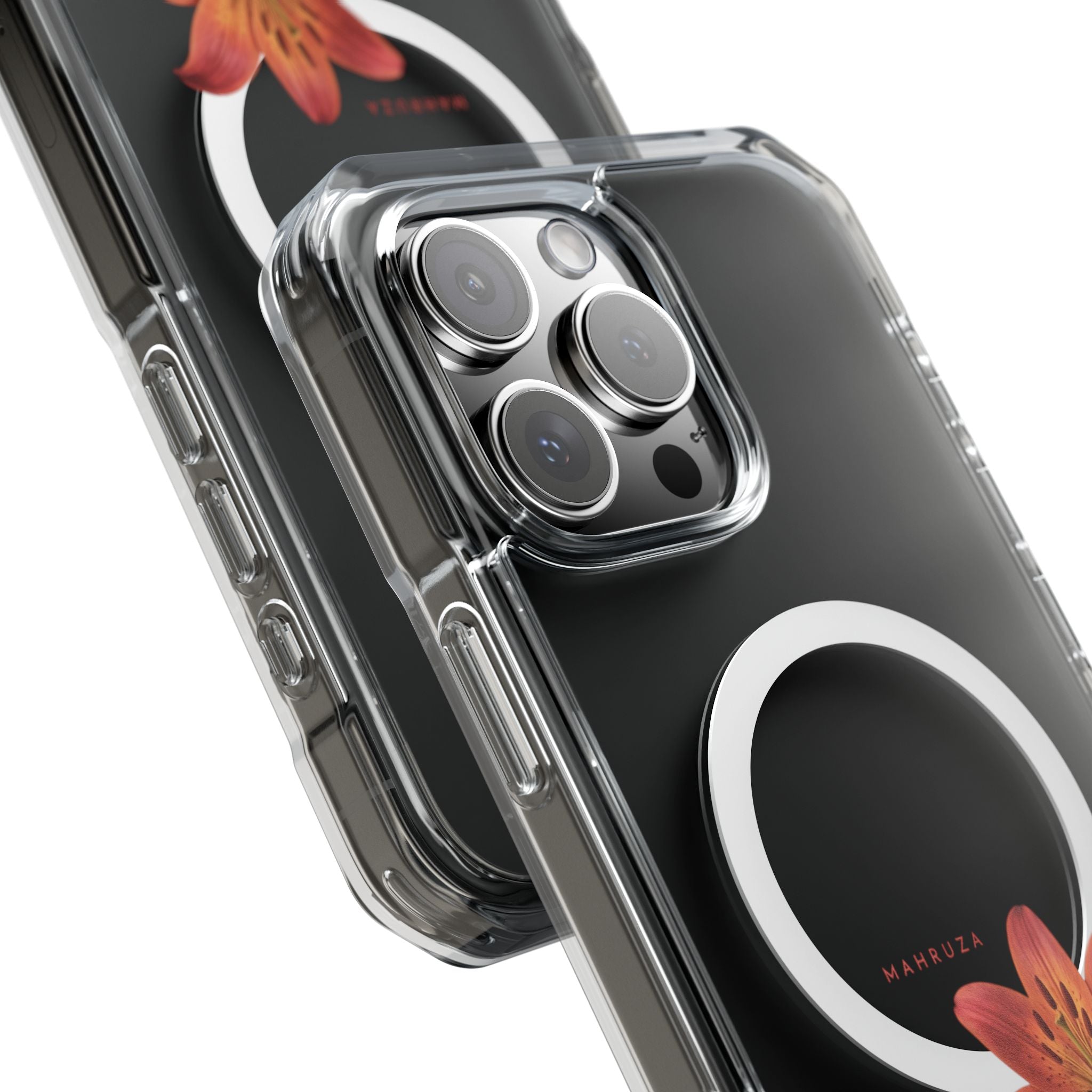 Clear Magnetic Phone Case — Lily Floral MagSafe-Compatible Design