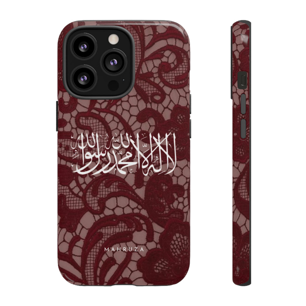 Islamic Script Lace Phone Case — Shahada Calligraphy Protective Tough Case