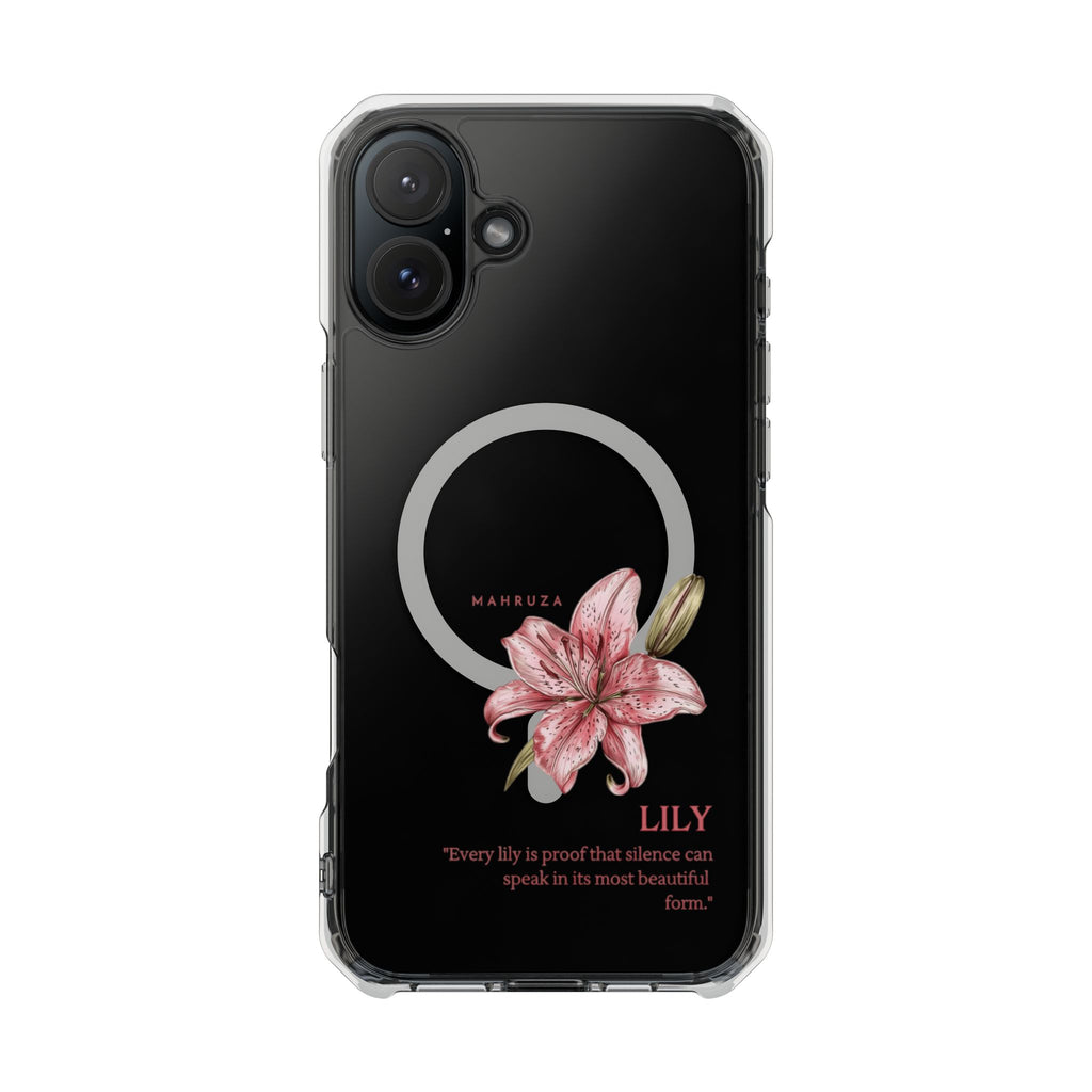 Clear Magnetic Phone Case — Pink Lily Floral Design