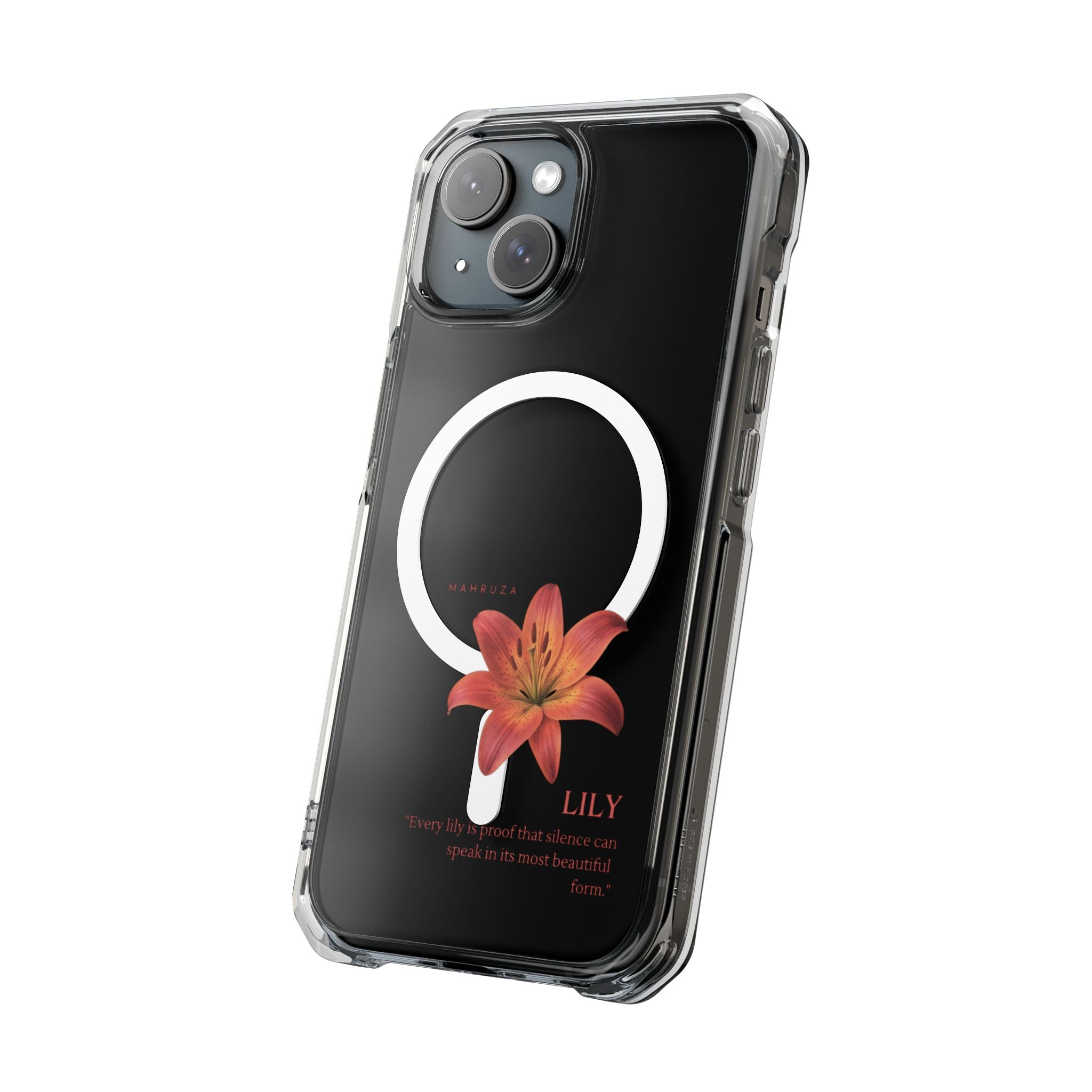 Clear Magnetic Phone Case — Lily Floral MagSafe-Compatible Design