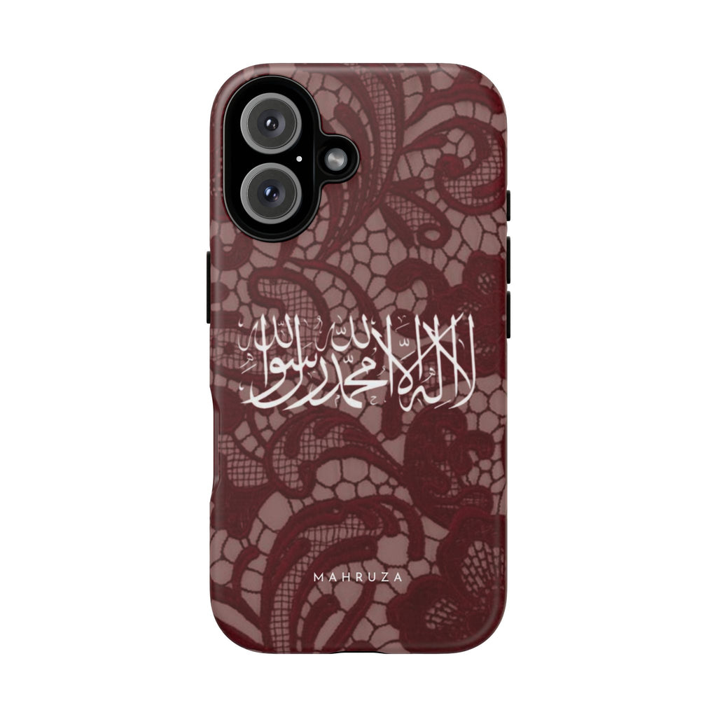 Islamic Script Lace Phone Case — Shahada Calligraphy Protective Tough Case
