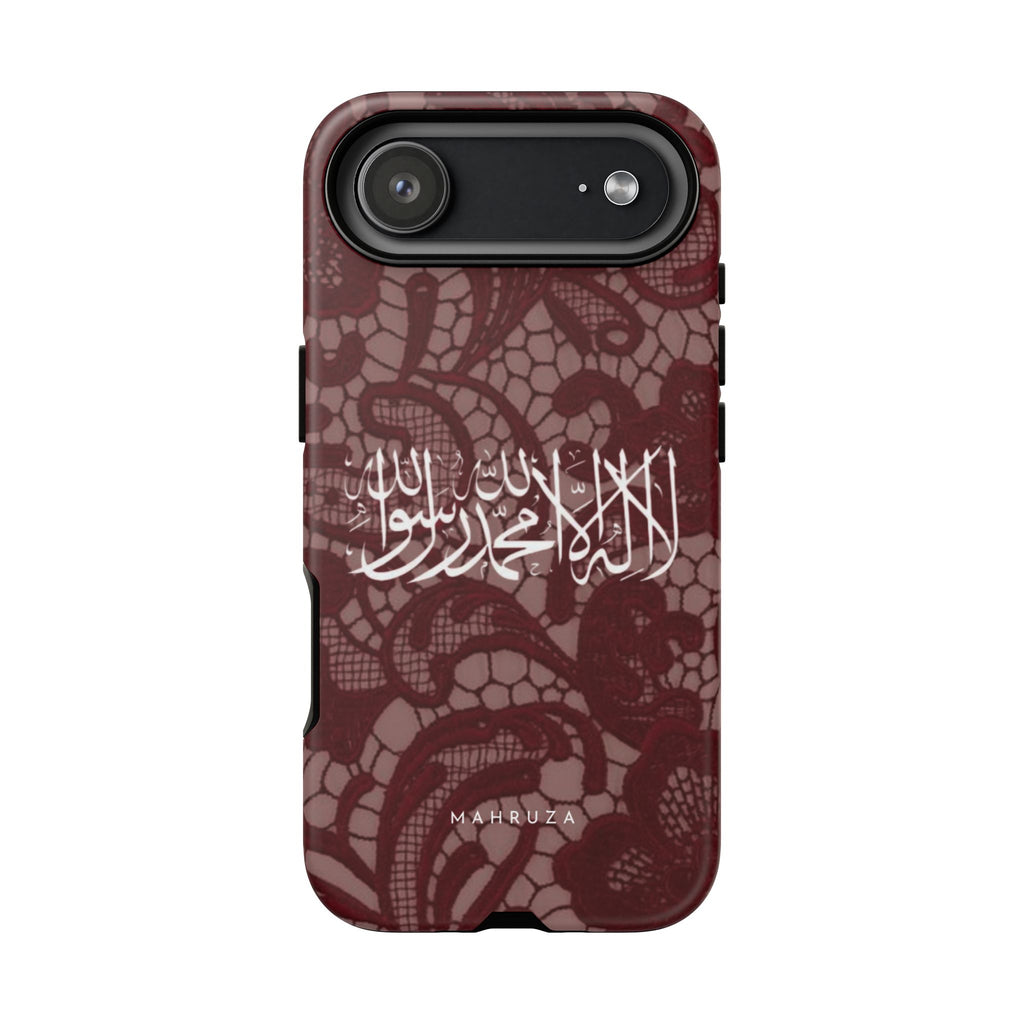 Islamic Script Lace Phone Case — Shahada Calligraphy Protective Tough Case