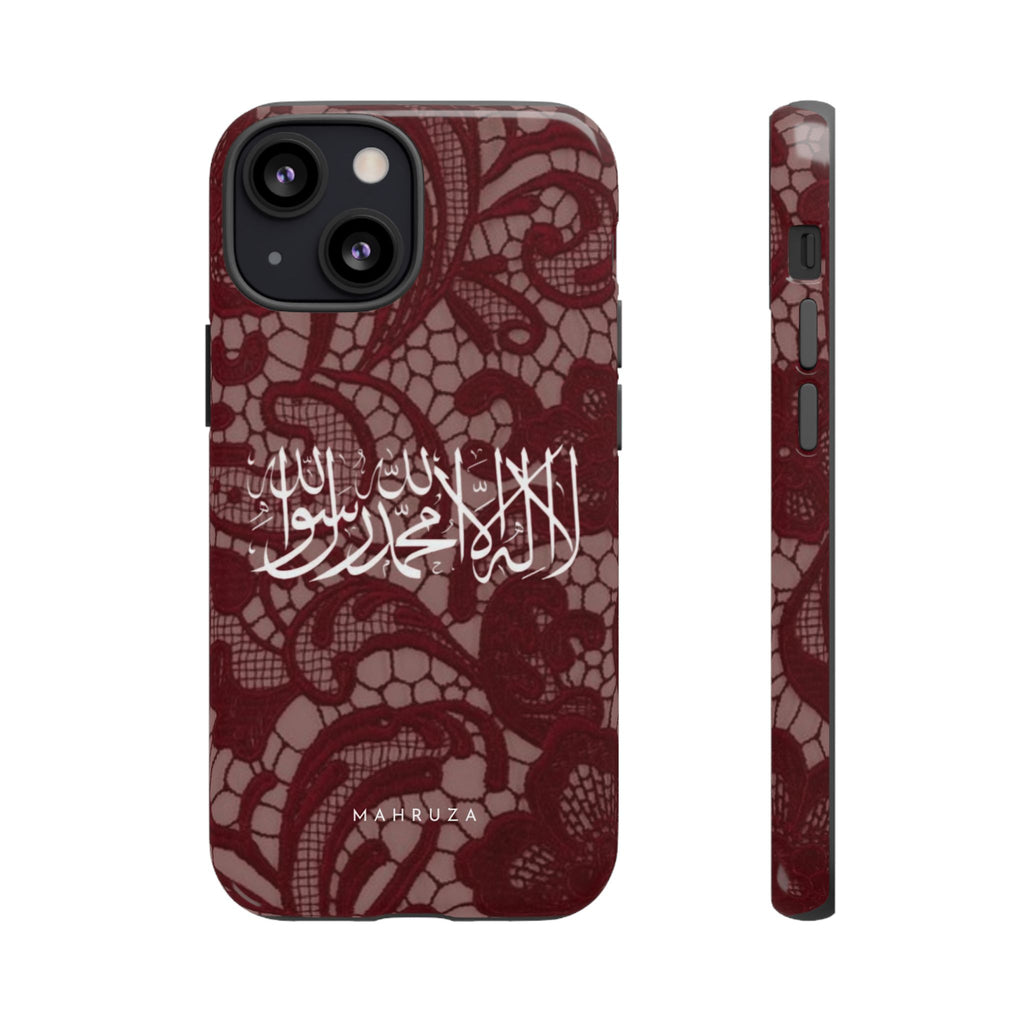 Islamic Script Lace Phone Case — Shahada Calligraphy Protective Tough Case
