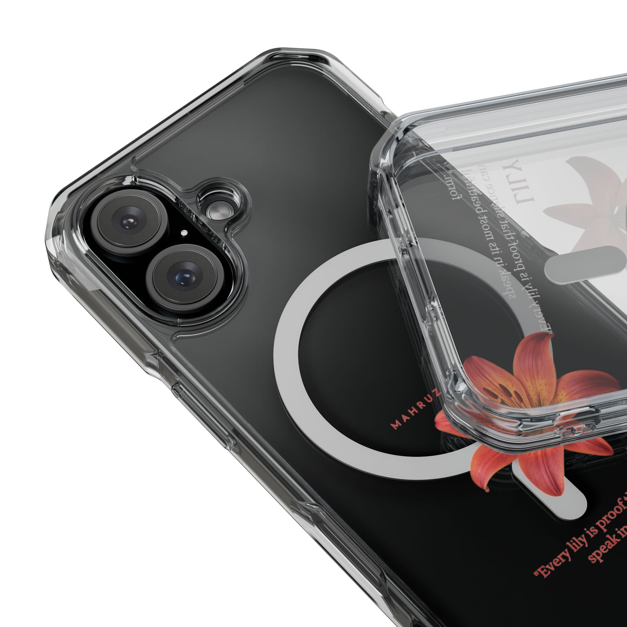 Clear Magnetic Phone Case — Lily Floral MagSafe-Compatible Design