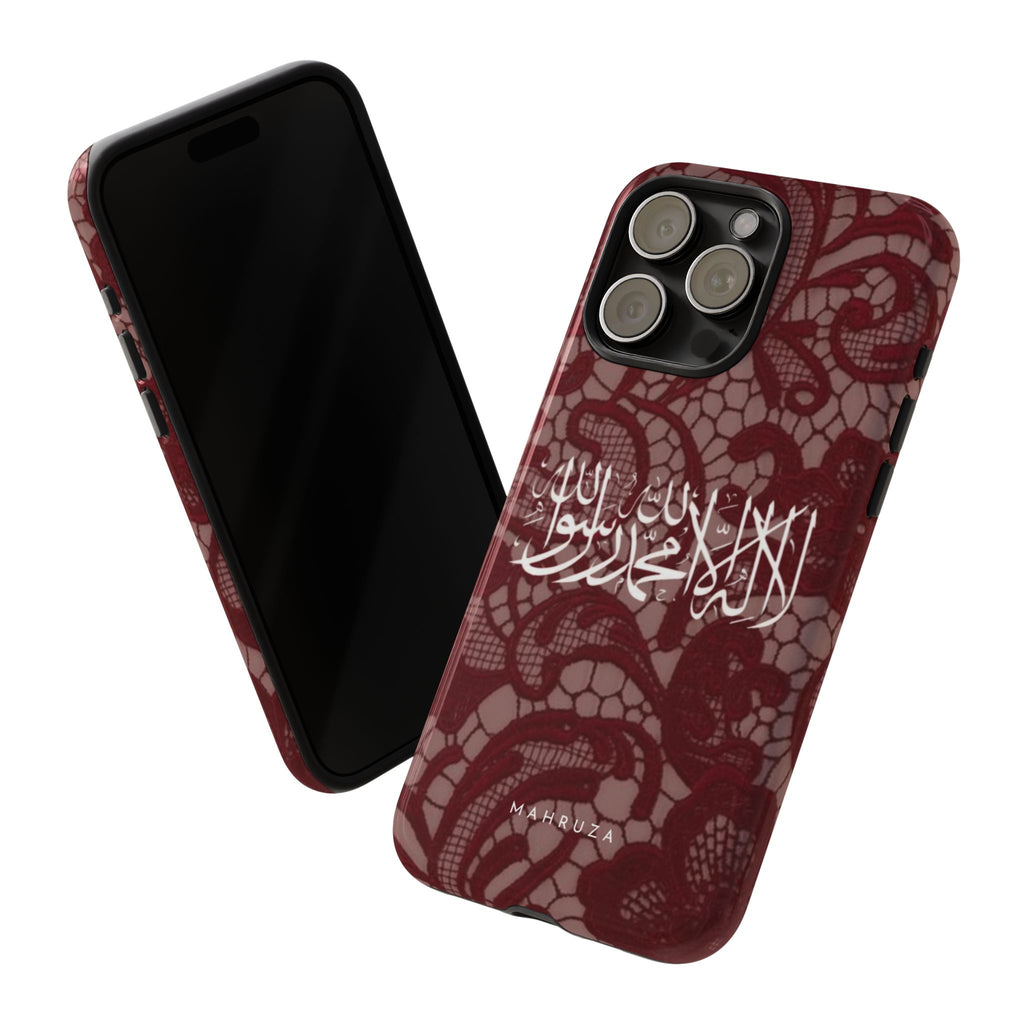 Islamic Script Lace Phone Case — Shahada Calligraphy Protective Tough Case
