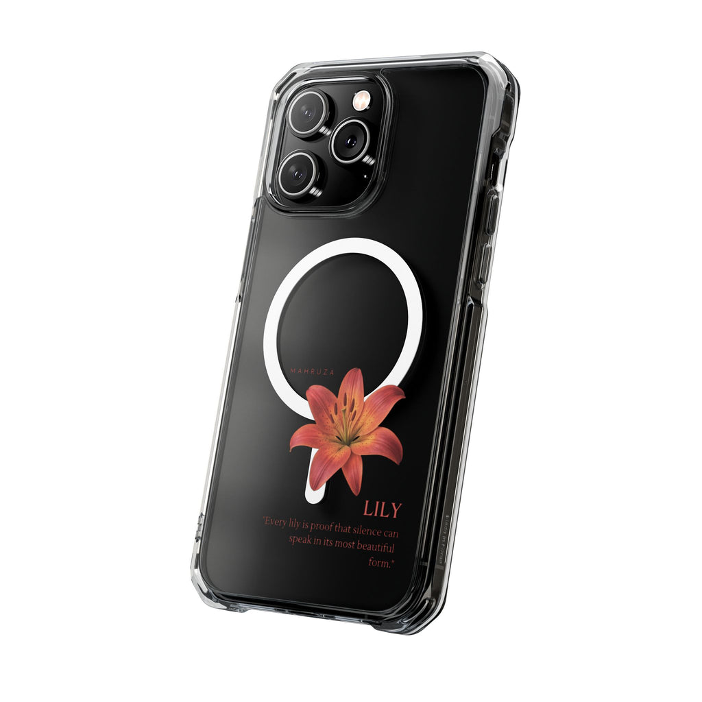 Clear Magnetic Phone Case — Lily Floral MagSafe-Compatible Design