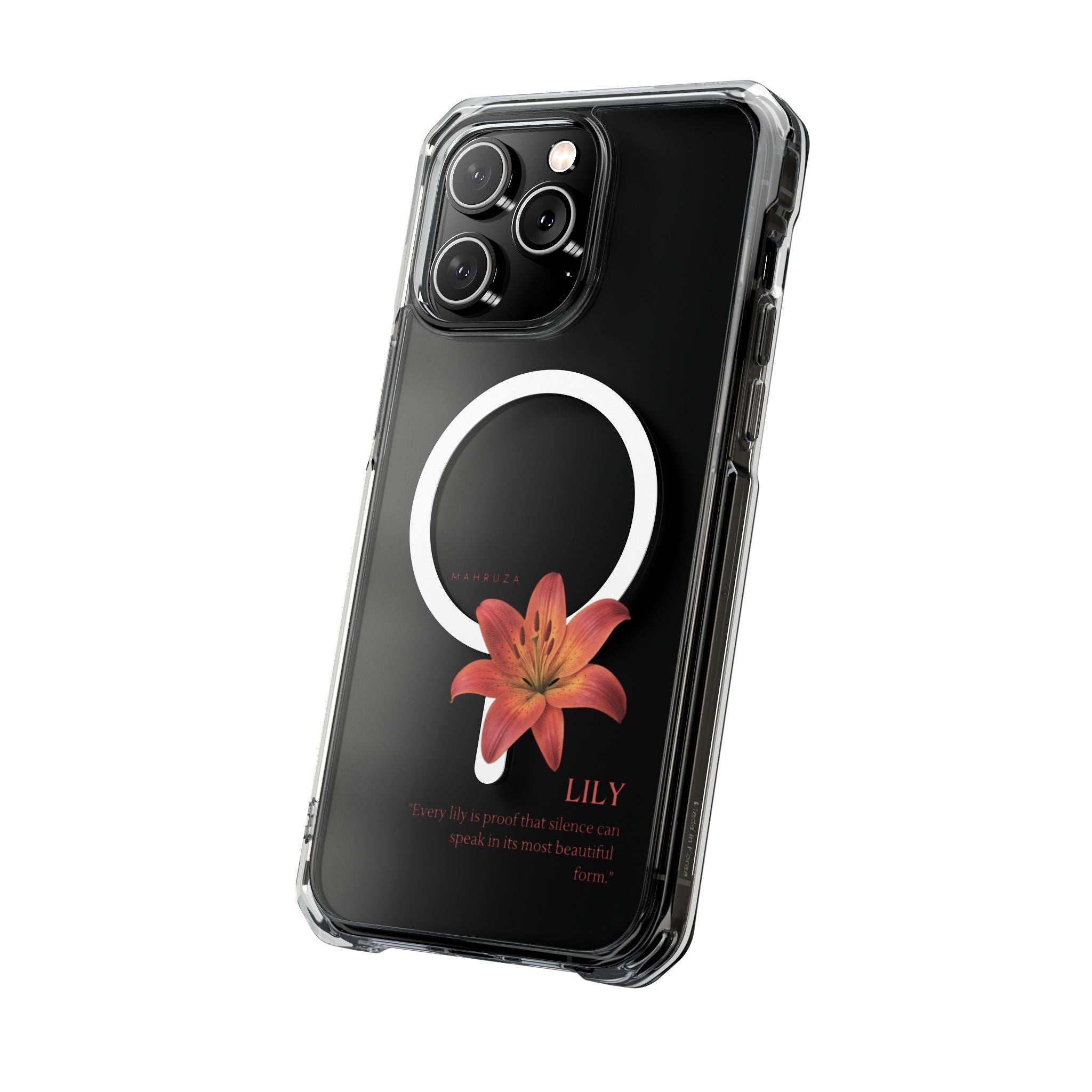 Clear Magnetic Phone Case — Lily Floral MagSafe-Compatible Design