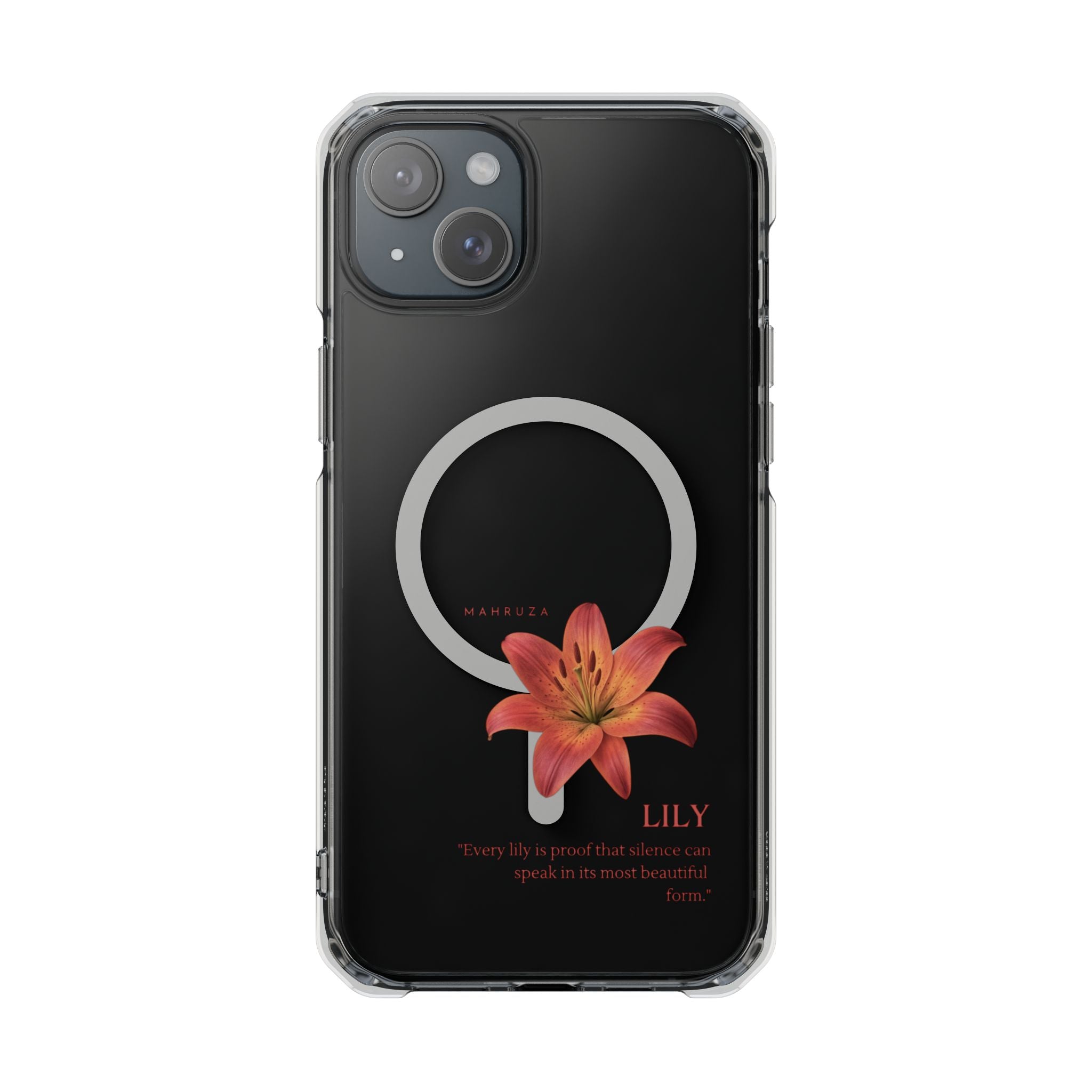 Clear Magnetic Phone Case — Lily Floral MagSafe-Compatible Design