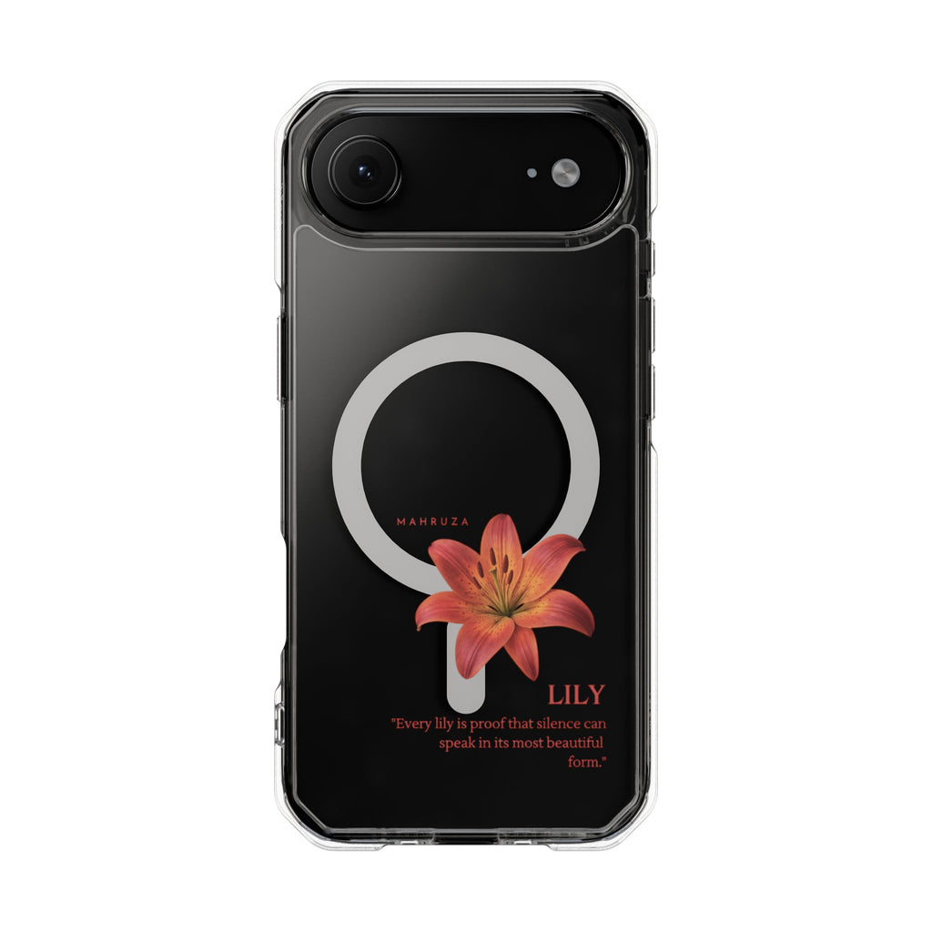 Clear Magnetic Phone Case — Lily Floral MagSafe-Compatible Design
