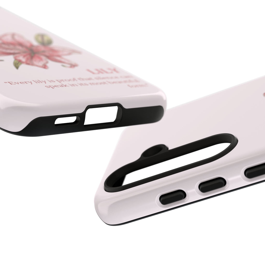 Lily Floral Tough Phone Case — Pink Botanical Quote Protective Cover