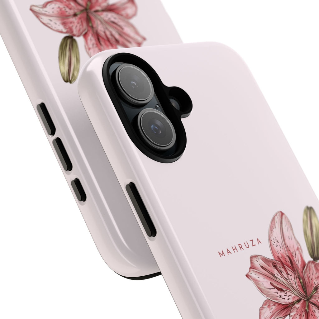 Lily Floral Tough Phone Case — Pink Botanical Quote Protective Cover