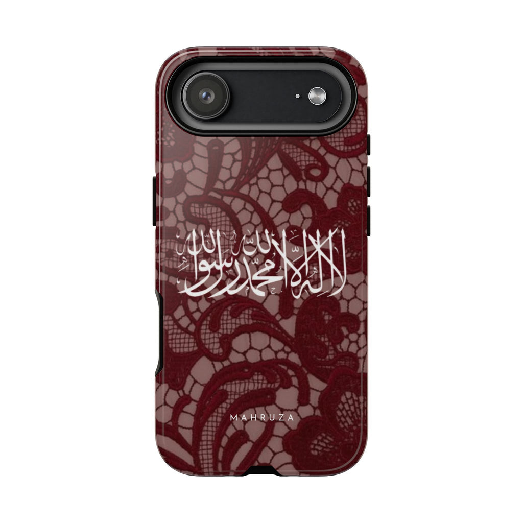 Islamic Script Lace Phone Case — Shahada Calligraphy Protective Tough Case