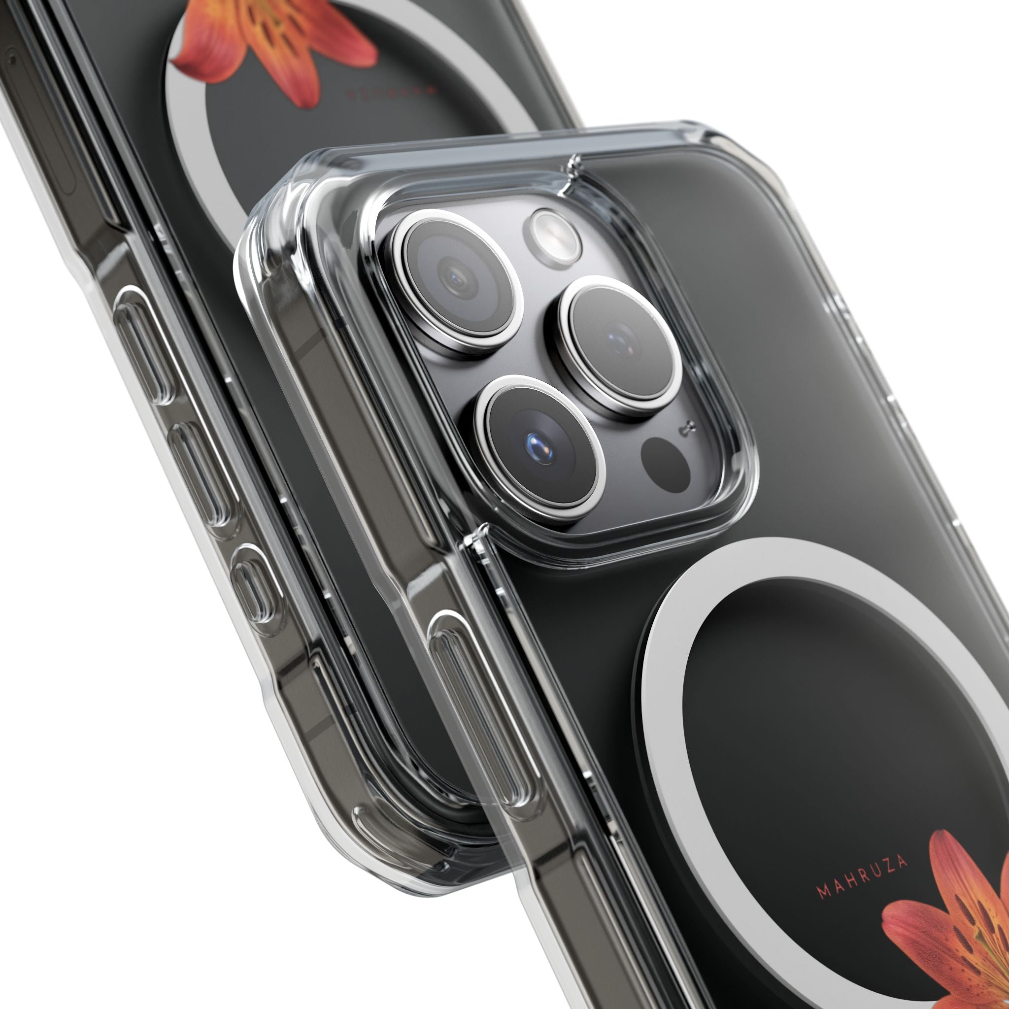 Clear Magnetic Phone Case — Lily Floral MagSafe-Compatible Design