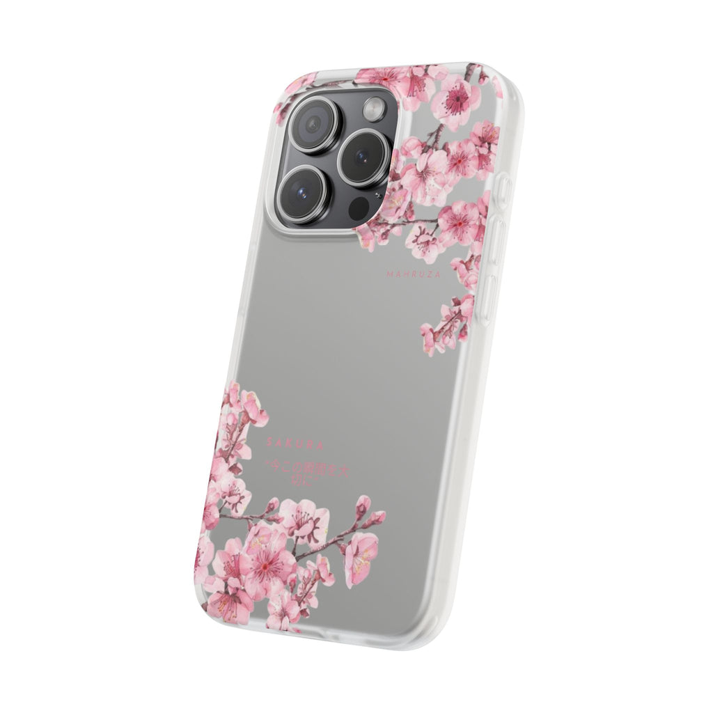 Cherry Blossom Sakura Phone Case — Flexible Clear Floral iPhone Cover