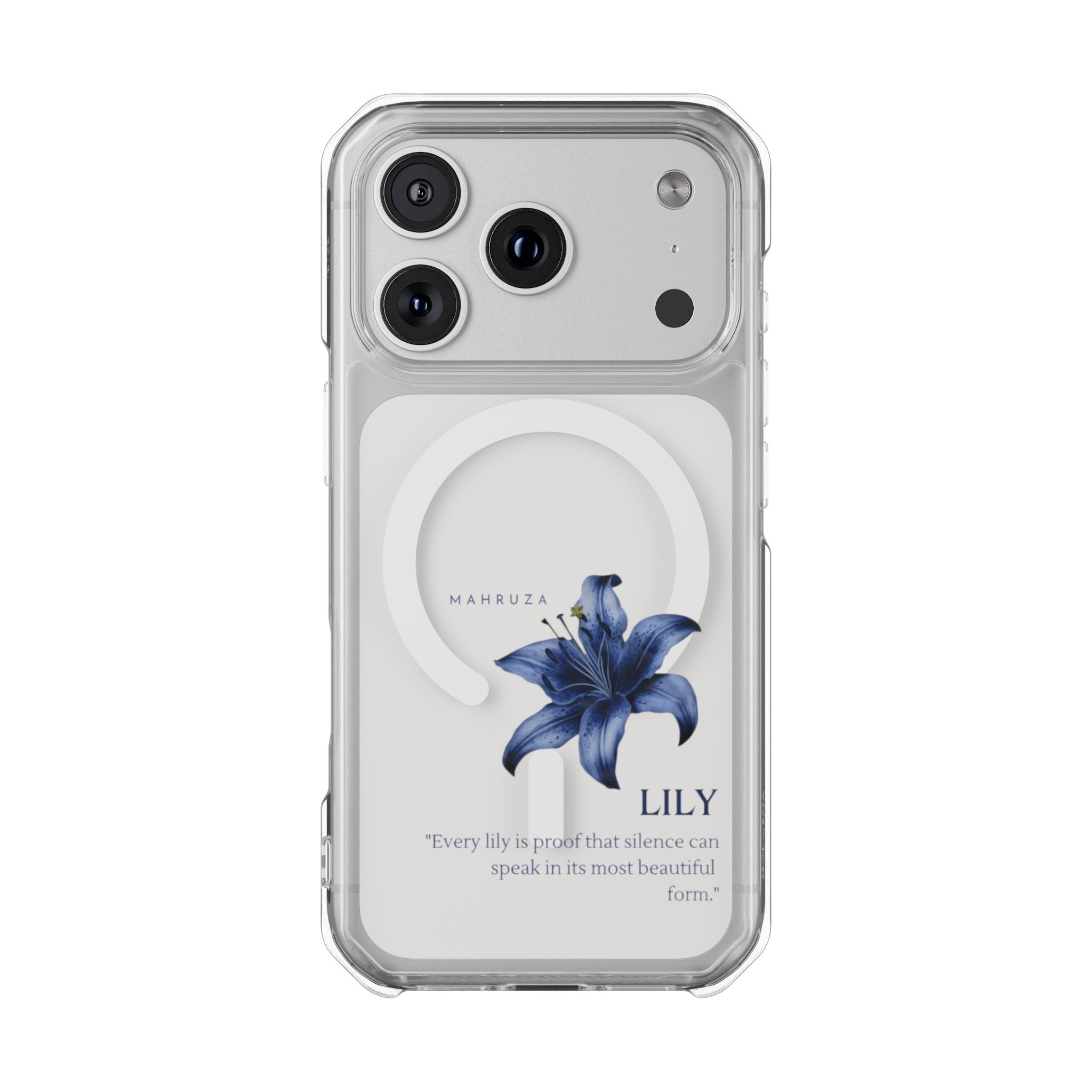 Clear Magnetic Phone Case — Blue Lily Design