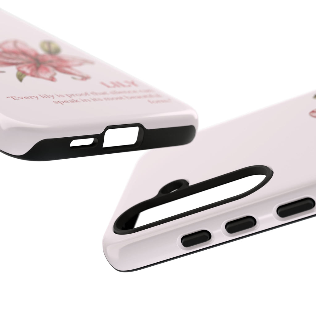 Lily Floral Tough Phone Case — Pink Botanical Quote Protective Cover