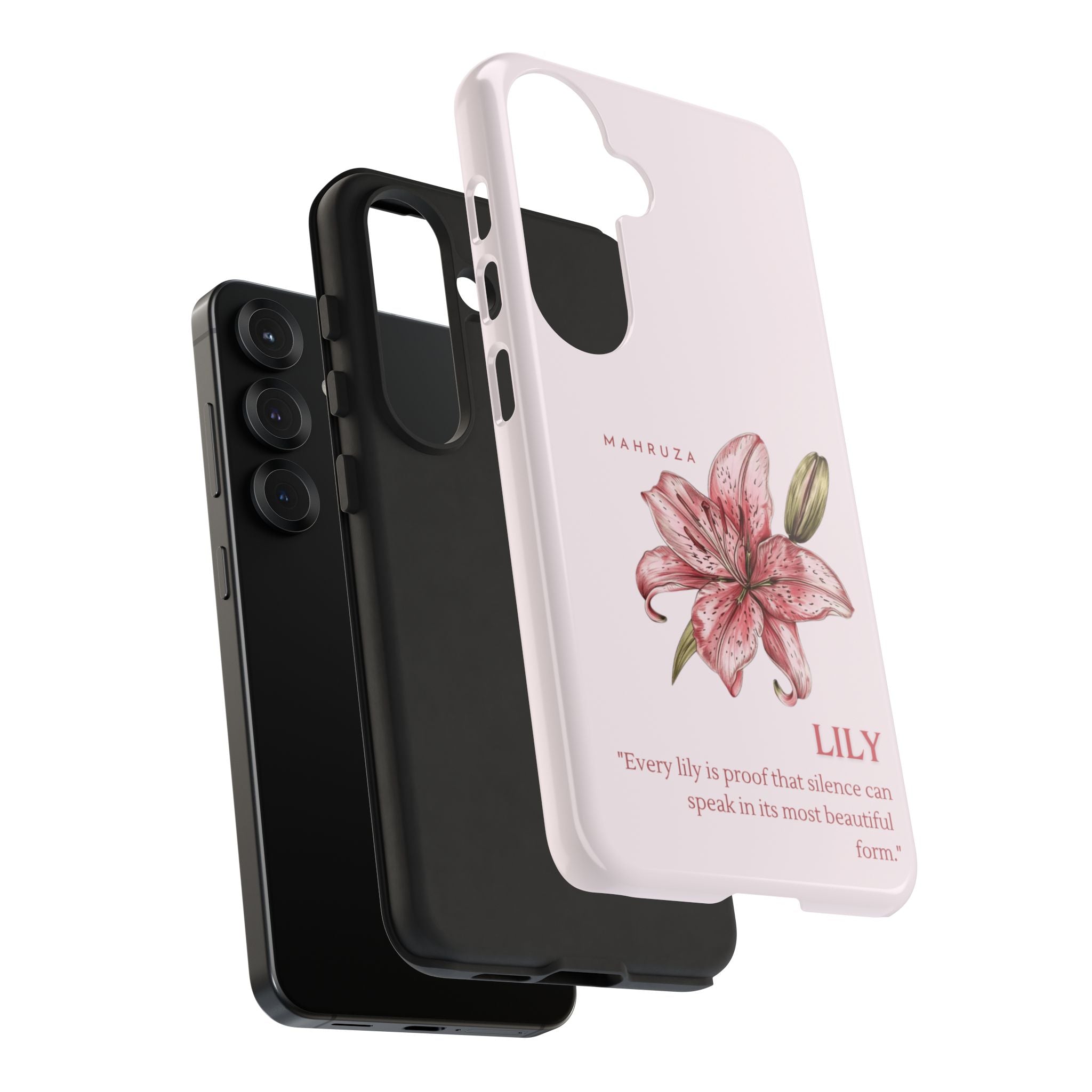 Lily Floral Tough Phone Case — Pink Botanical Quote Protective Cover