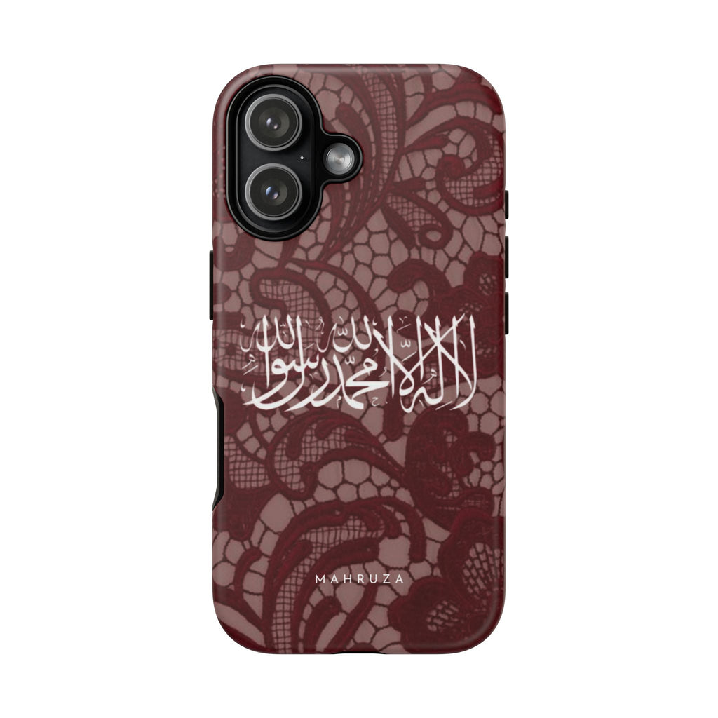 Islamic Script Lace Phone Case — Shahada Calligraphy Protective Tough Case