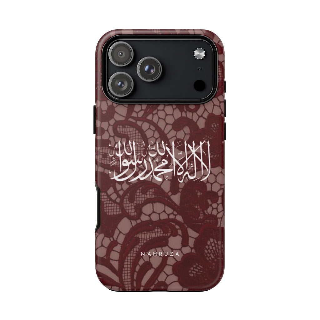 Islamic Script Lace Phone Case — Shahada Calligraphy Protective Tough Case