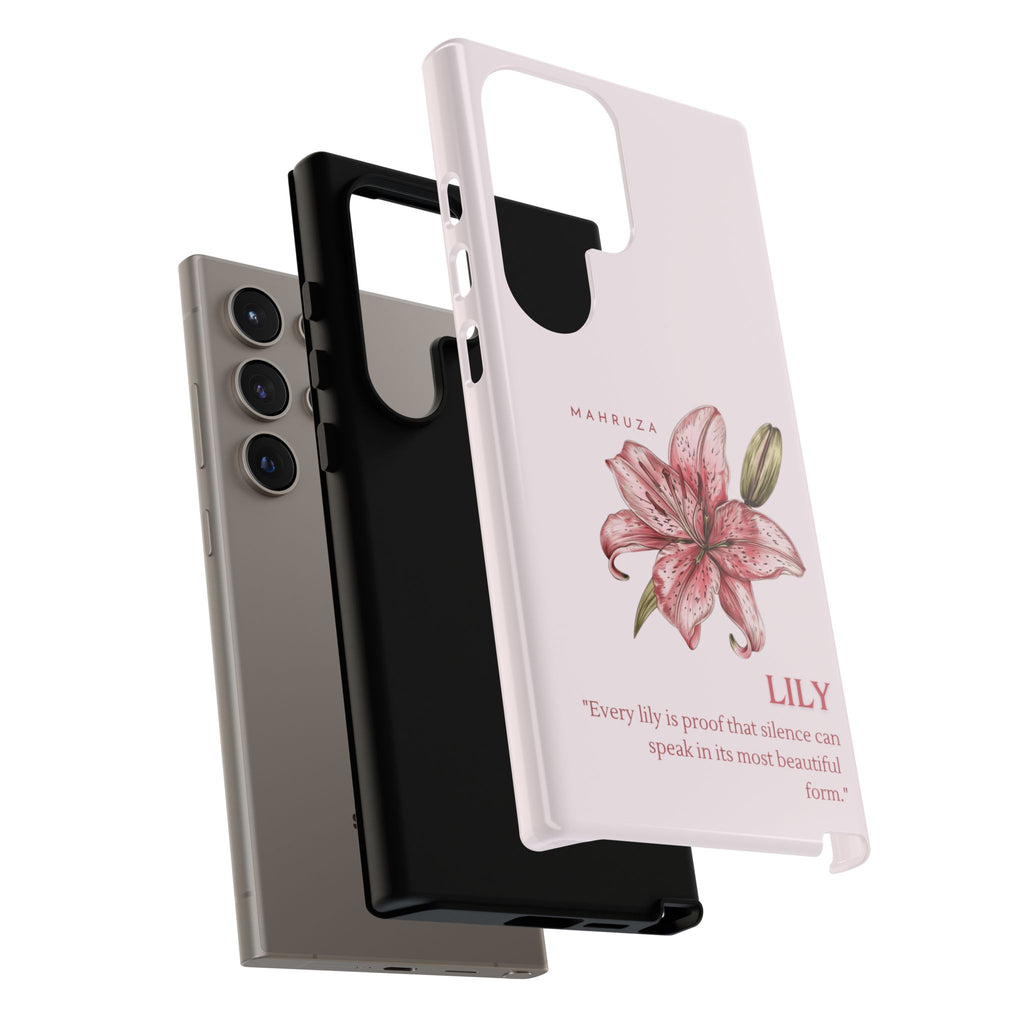 Lily Floral Tough Phone Case — Pink Botanical Quote Protective Cover