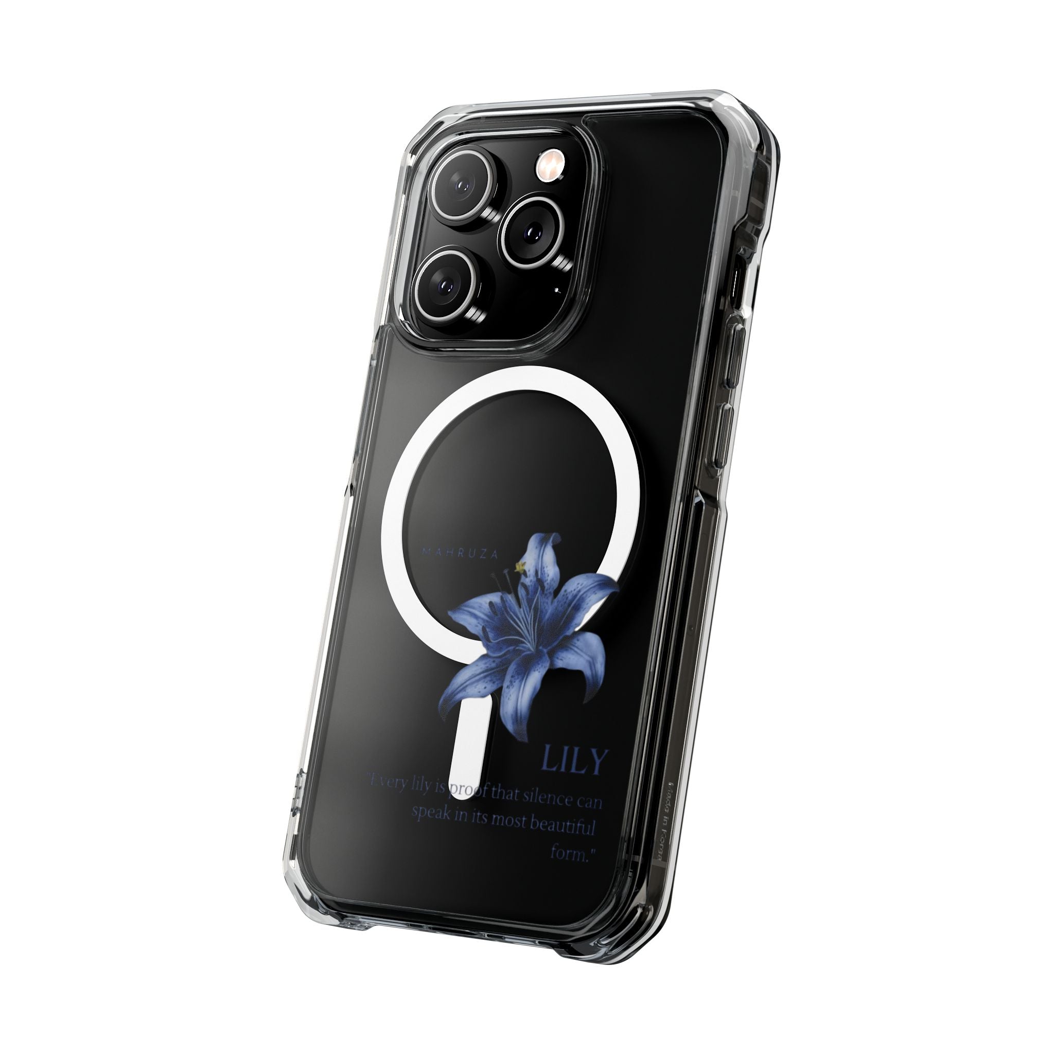 Clear Magnetic Phone Case — Blue Lily Design