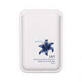 Lily Floral Vegan MagSafe Wallet — Blue Botanical Card Holder with Quote