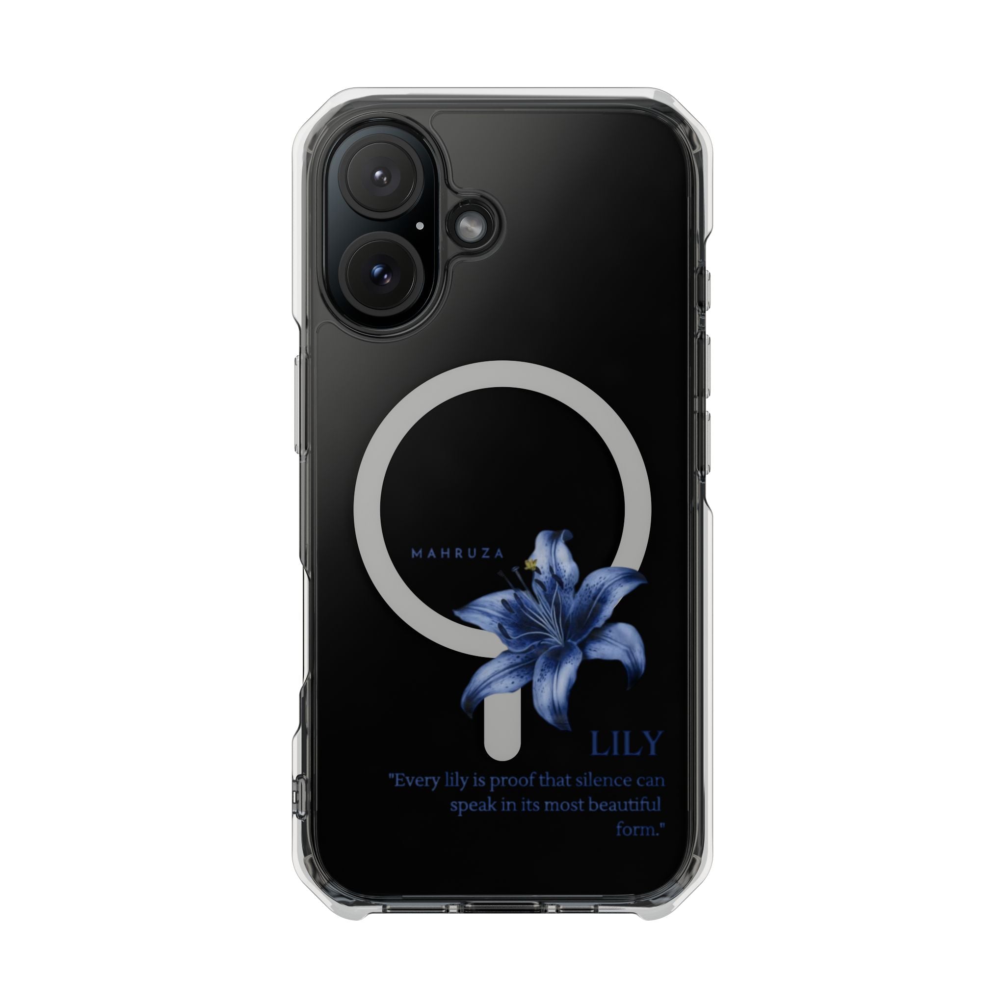 Clear Magnetic Phone Case — Blue Lily Design