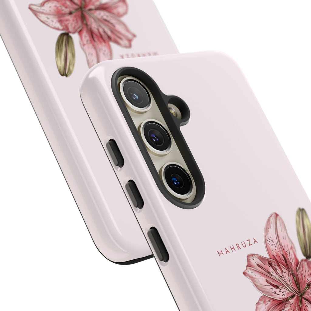 Lily Floral Tough Phone Case — Pink Botanical Quote Protective Cover