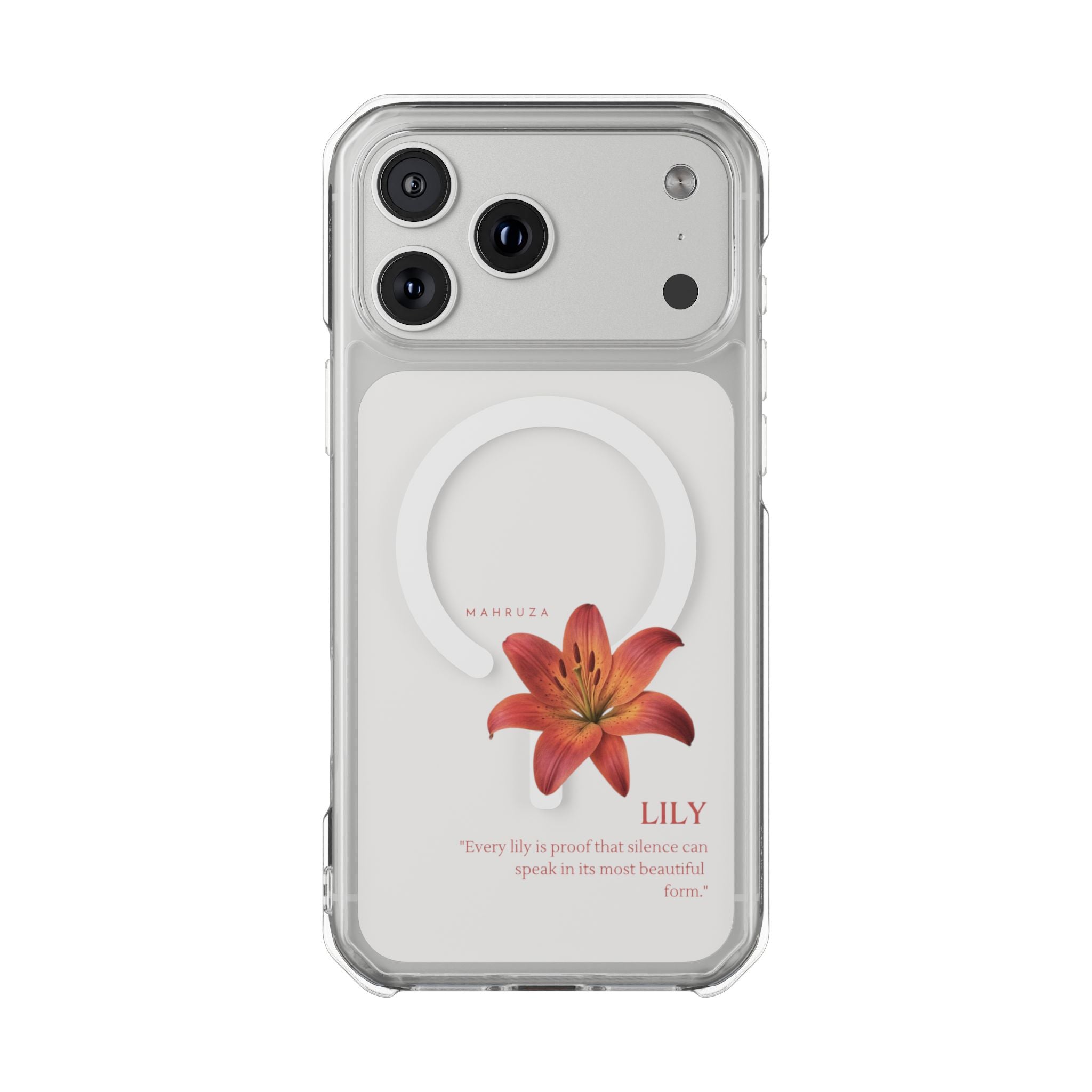 Clear Magnetic Phone Case — Lily Floral MagSafe-Compatible Design