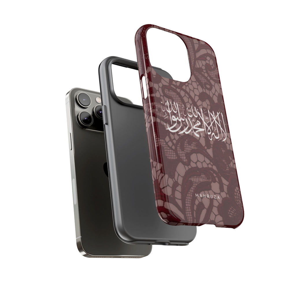 Islamic Script Lace Phone Case — Shahada Calligraphy Protective Tough Case