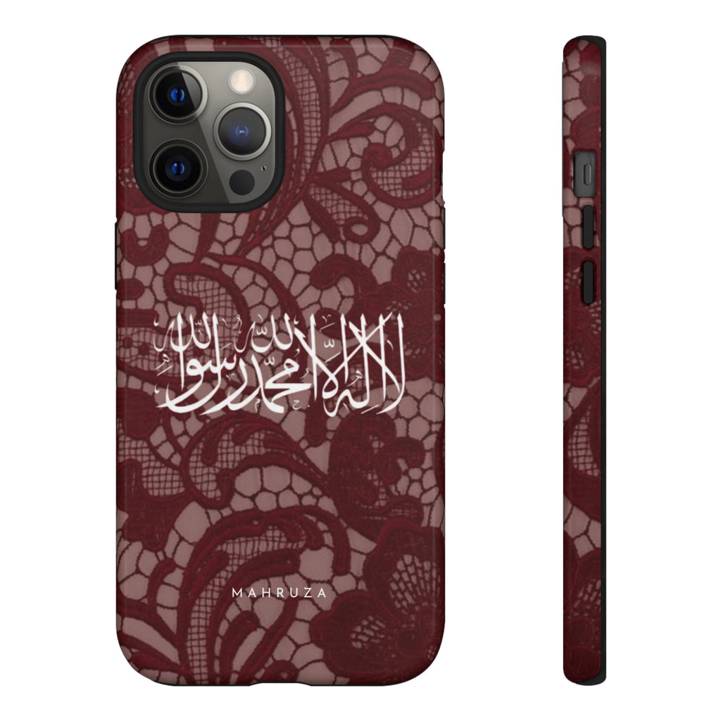 Islamic Script Lace Phone Case — Shahada Calligraphy Protective Tough Case