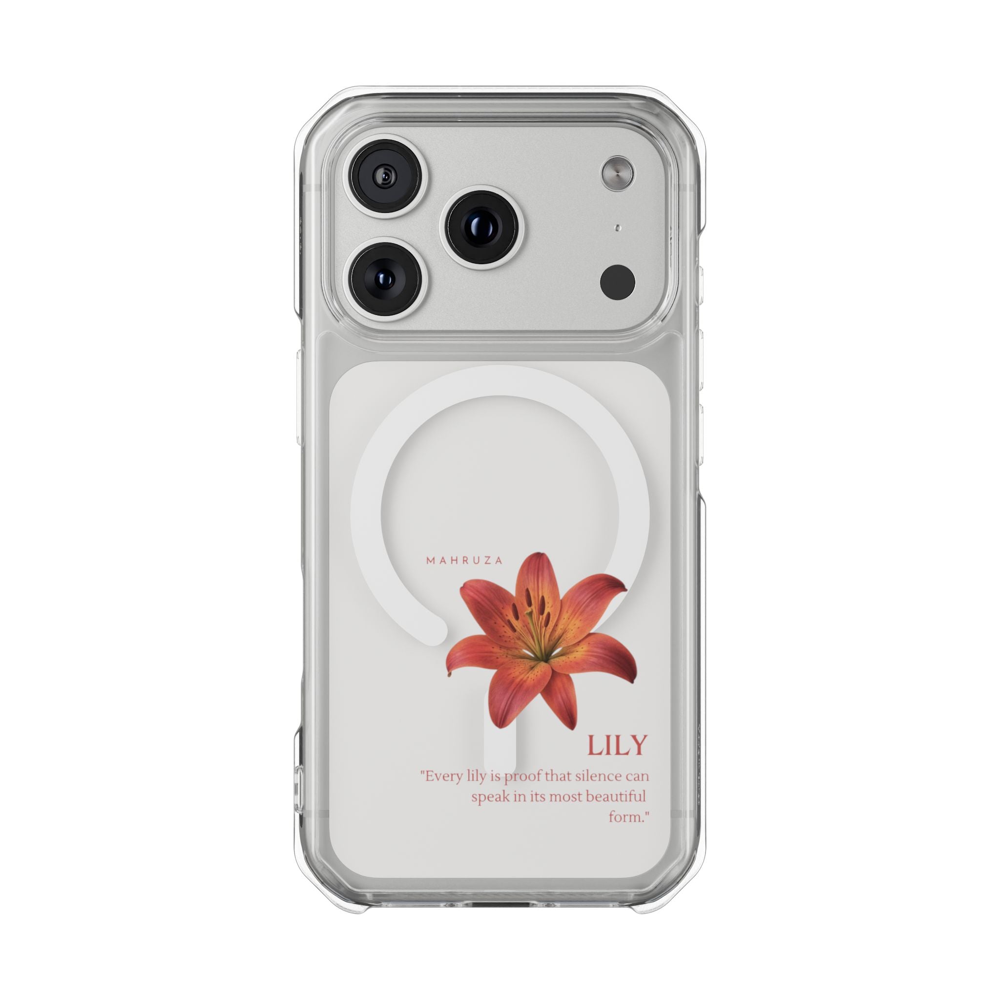 Clear Magnetic Phone Case — Lily Floral MagSafe-Compatible Design