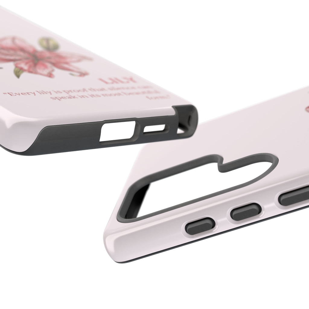 Lily Floral Tough Phone Case — Pink Botanical Quote Protective Cover