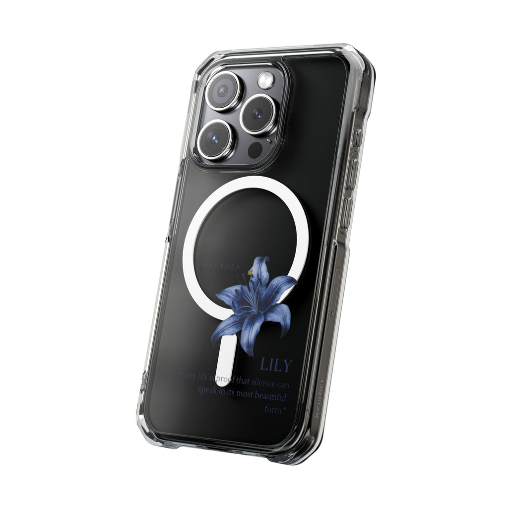 Clear Magnetic Phone Case — Blue Lily Design