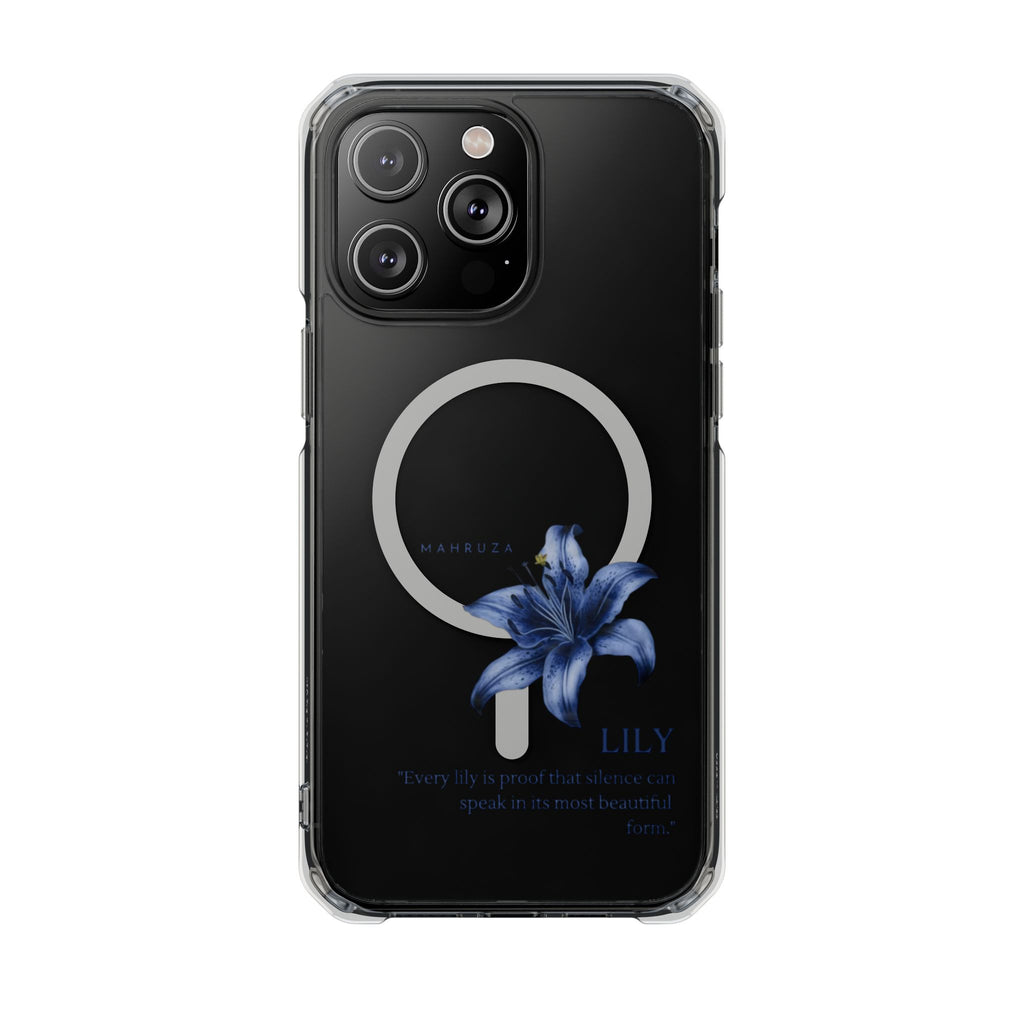 Clear Magnetic Phone Case — Blue Lily Design